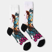 Chaussette Chien d'art Pop Bleu Orange (Droite)