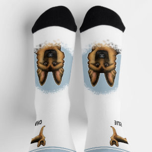 Chaussette Chien de berger allemand noir et feu avec nom pers