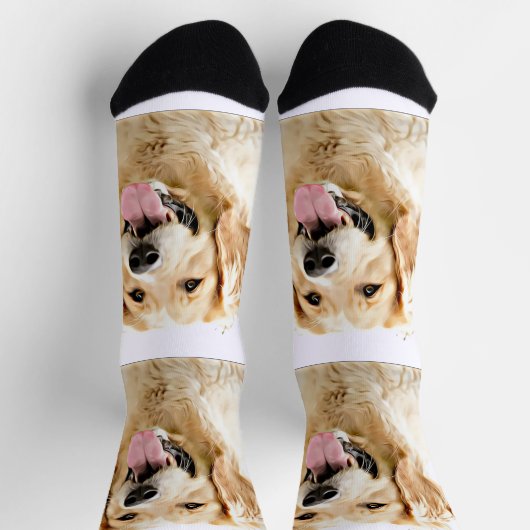 Chaussette Chien d'or retriever personnalisé Chien dessiné pe (Haut)