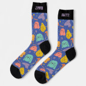 Chaussette Chien mignon Face Doodle Motif Retro Puppy Lover (Gauche)