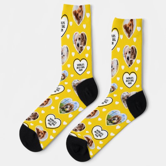 Chaussette CHIEN MOM Custom 4 Animal Chat Chien Coeur Photo J (Gauche)