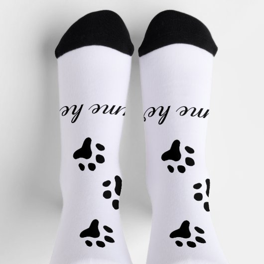 Chaussette Chien patte noir animal ajouter nom texte animal p (Haut)