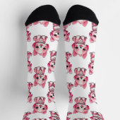 Chaussette Chien rose Motif design - blanc (Haut)