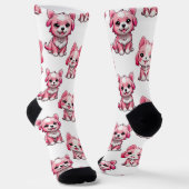 Chaussette Chien rose Motif design - blanc (Angulaire)