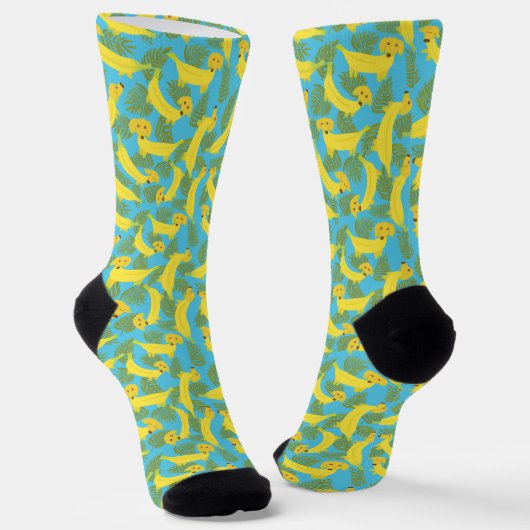 Chaussette Chiens de banane tropicale mignons à motifs (Angulaire)