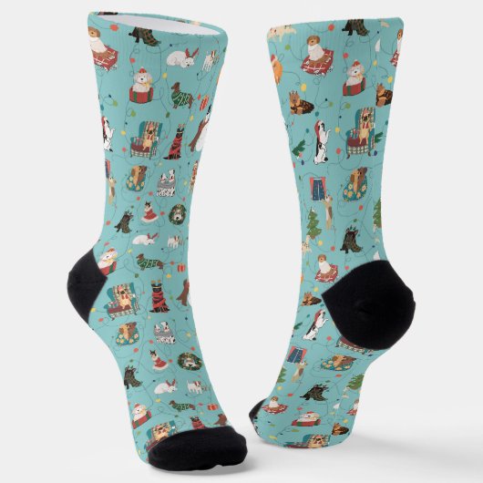 Chaussette Chiens de Fêtes en Motif de pulls de Noël (Angulaire)