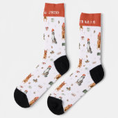 Chaussette Chiens de Noël Monogrammes Chaussettes de vacances (Gauche)