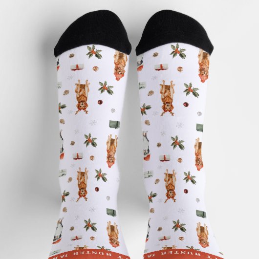 Chaussette Chiens de Noël Monogrammes Chaussettes de vacances (Haut)