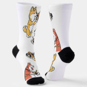 Chaussette Chiens mignons Mangeant Sushi Chaussettes de nouve (Angulaire)
