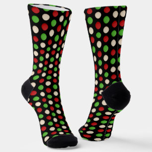 Chaussette Chiffres blancs verts rouges sur noir