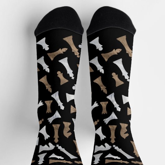 Chaussette Chiffres d'échecs Motif - Or et perle (Haut)