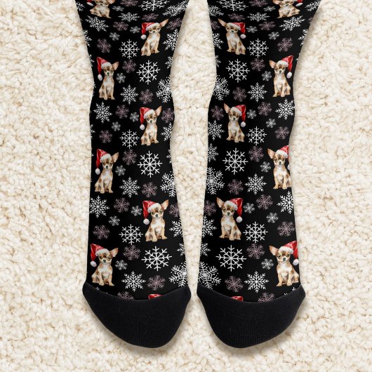 Chaussette Chihuahua Chi Chien à Santa Hat Noir