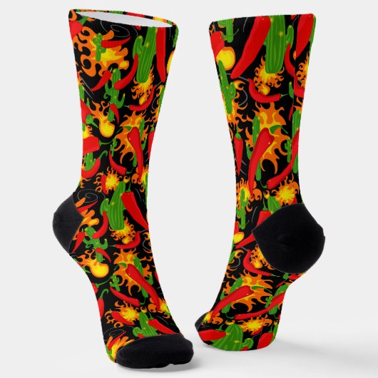 Chaussette Chili Peppers Flames et Cactus Motif Plante (Angulaire)