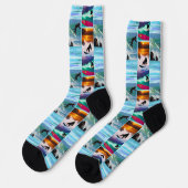 Chaussette Chimpanzés Surf Photo Collage, Chaussettes d'équip (Gauche)