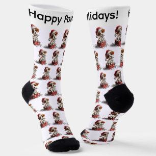 Chaussette Chiot de Noël mignon sur boîte cadeau
