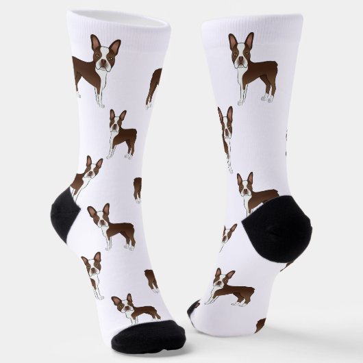 Chaussette Chocolat Brown Boston Terrier Motif de dessin de c (Angulaire)