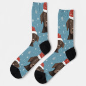 Chaussette Chocolat Labrador Chaussettes Casquette de Noël (Gauche)