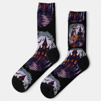Chaussette Chouette hantée et maison Éffrayante - Halloween g