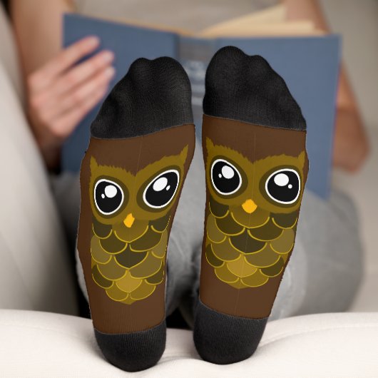 Chaussette Chouette marron Kawaii (Fond)