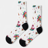 Chaussette Christmas Flamingo Socks, Tropical Chrismas Socks (Gauche)