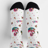 Chaussette Christmas Flamingo Socks, Tropical Chrismas Socks (Haut)