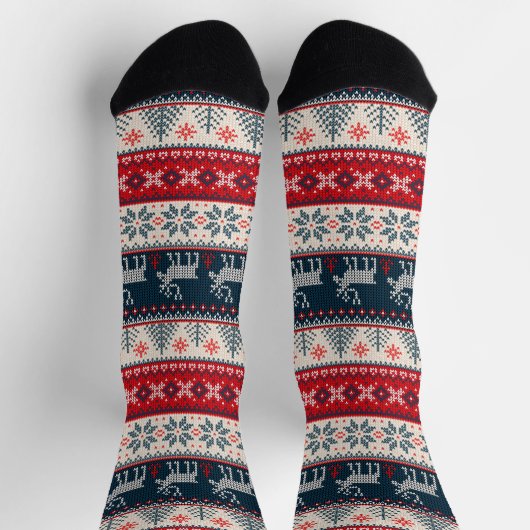Chaussette Christmas Knitting Pattern Reindeer (Haut)