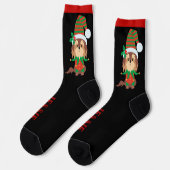 Chaussette Christmas Morning Ajouter un nom Chiens amusants (Gauche)