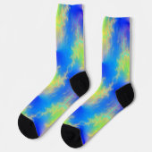 Chaussette Ciel bleu et boulons de foudre jaune doré (Gauche)