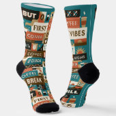 Chaussette Citations de café coloré (Angulaire)
