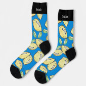 Chaussette Citron bleu moderne mignon Amusant Été Vibrant Nom (Gauche)