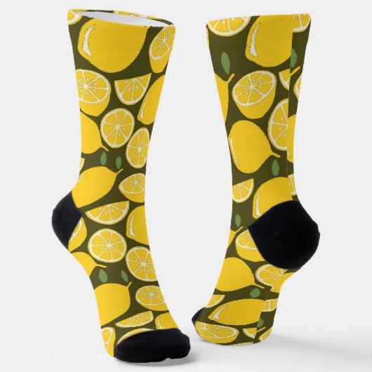 Chaussette Citron Jaune Moderne Amusant mignon (Angulaire)