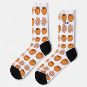 Chaussette Citrouille Automne Rétro Nom Orange Femmes Chausse (Gauche)