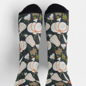 Chaussette Citrouille continu motif floral noir et blanc guer (Haut)