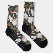 Chaussette Citrouille continu motif floral noir et blanc guer (Droite)