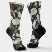 Chaussette Citrouille continu motif floral noir et blanc guer (Angulaire)