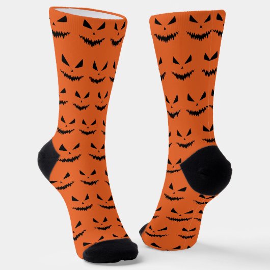 Chaussette Citrouille d'Halloween Jack O'Lantern noire orange (Angulaire)