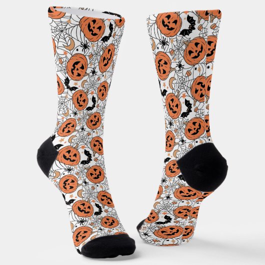 Chaussette Citrouille éffrayant Motif Halloween (Angulaire)