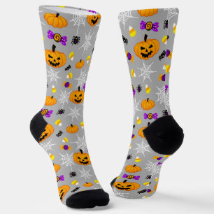 Chaussette Citrouilles d'Halloween mignon et araignées Motif