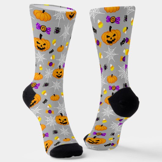 Chaussette Citrouilles d'Halloween mignon et araignées Motif  (Angulaire)