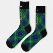 Chaussette Clan Hamilton Crest sur le tartare de chasse verte (Gauche)