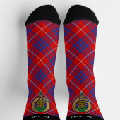 Chaussette Clan Hamilton Crest sur Red Tartan Socks (Haut)