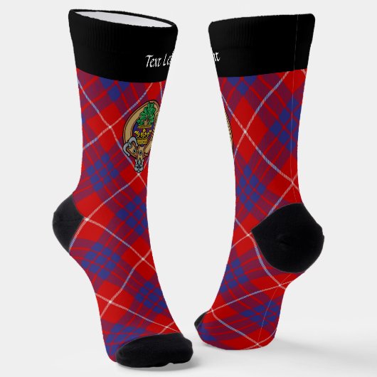 Chaussette Clan Hamilton Crest sur Red Tartan Socks (Angulaire)