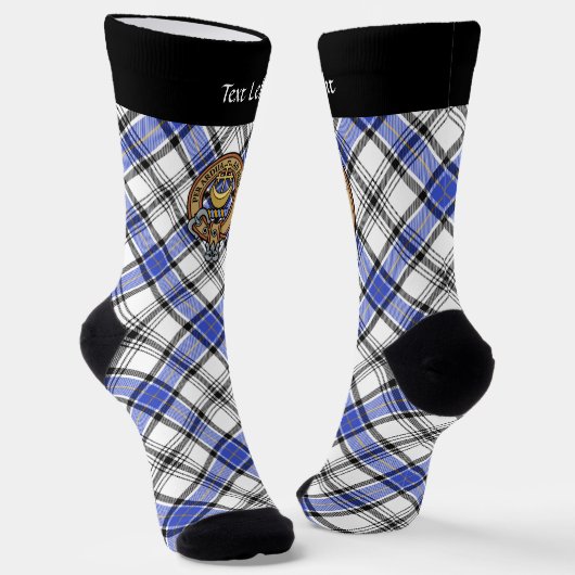 Chaussette Clan Hannay Crest sur Tartan (Angulaire)