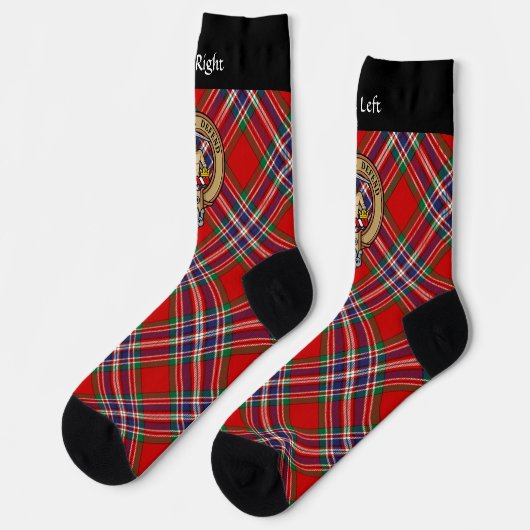 Chaussette Clan MacFarlane Crest sur Red Tartan (Gauche)
