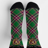 Chaussette Clan MacFarlane Crest sur Tartan de chasse moderne (Haut)
