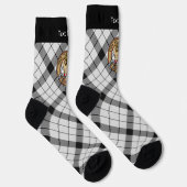 Chaussette Clan MacFarlane Crest sur tarte noir et blanc (Droite)