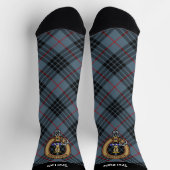 Chaussette Clan MacKay Crest sur Blue Tartan (Haut)