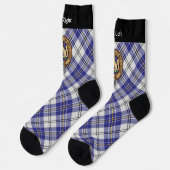 Chaussette Clan MacPherson Crest sur la robe bleue Tartan Cha (Gauche)