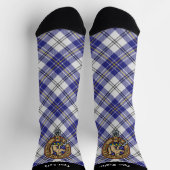 Chaussette Clan MacPherson Crest sur la robe bleue Tartan Cha (Haut)