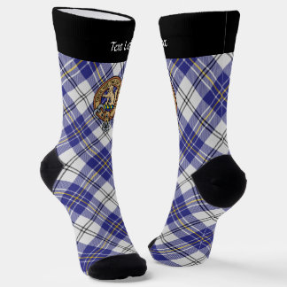 Chaussette Clan MacPherson Crest sur la robe bleue Tartan Cha